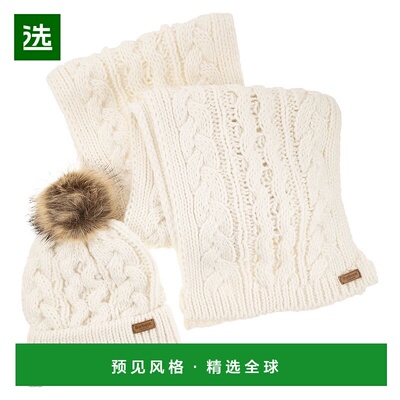 1h可退 香港直邮barbour 巴伯尔 女士 標誌貼片羅紋圍巾和針織帽