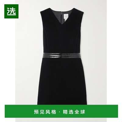 1h可退 香港直邮Patou 女士 乙烯基饰边羊毛混纺迷你连衣裙 DR201