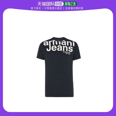 香港直邮Armani Jeans 深蓝色logo印花T恤 3Y6T10J0AZ