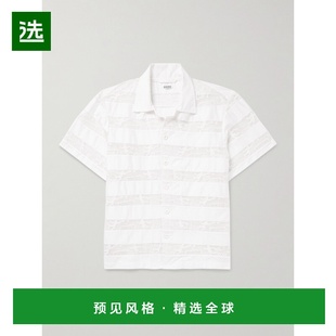 1h可退 香港直邮Bode 男士 Camp-Collar 拼接棉质府绸蕾丝衬衫 MR