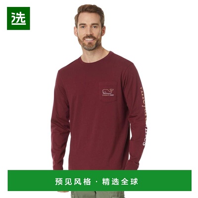 1h可退 【美国直邮】Vineyard Vines 长袖Burgee复古鲸鱼口袋T恤