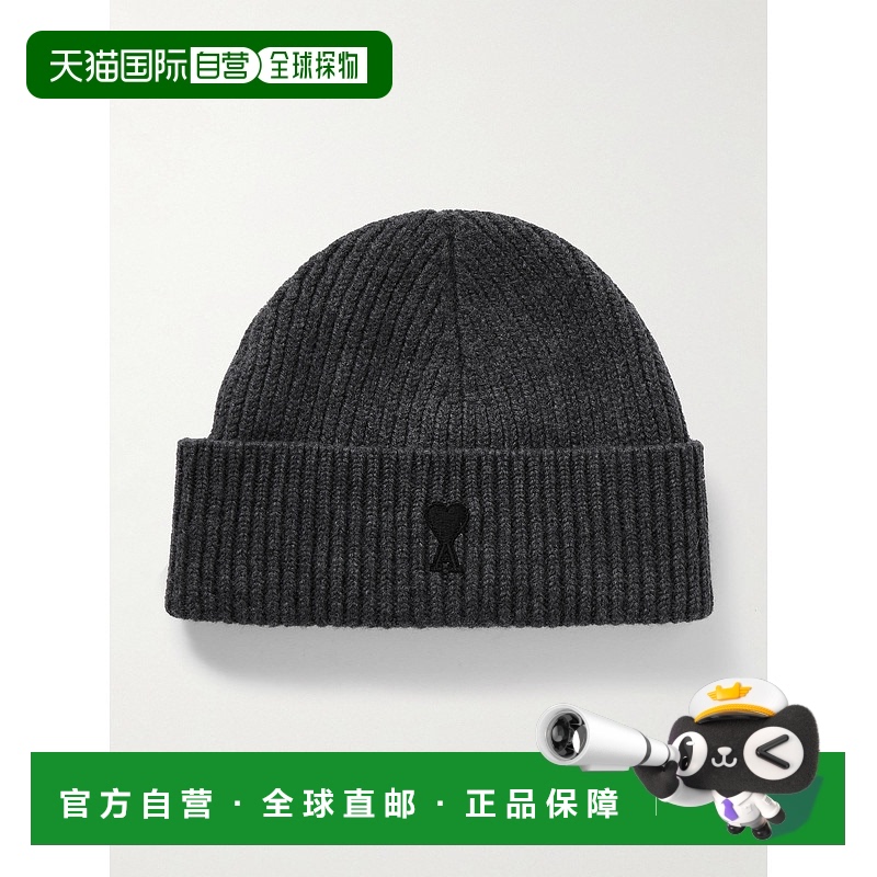 1h可退 香港直邮Ami Paris 男士 Logo-Appliquéd 罗纹初剪羊毛小