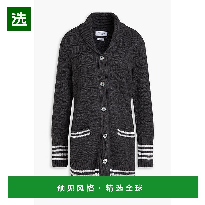 香港直邮Thom Browne 汤姆·布朗 女士 粗线针织羊绒针织开衫 FKC