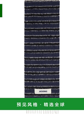 1h可退 香港直邮Jacquemus 男士 海军蓝 & 黑色 Rayures 围巾 25H