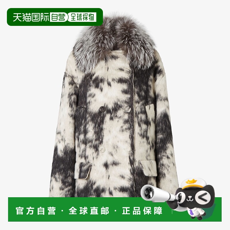 1h可退 欧洲直邮FENDI (2025) Coat-Frosted Fauna 白色和黑色羊