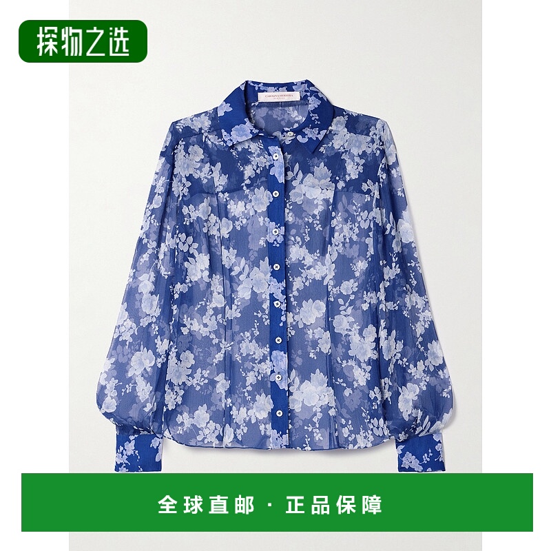 香港直邮CAROLINA HERRERA 女士 印花丝绸绉纱衬衫 E2511N209WLH