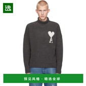 男 Paris 美国直邮 1h可退 AMI Ami 高领针织衫 灰色 Coeur