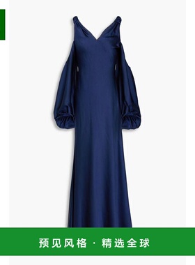 1h可退 【美国直邮】HALSTON Binnie 冷肩褶皱缎面连衣裙 女装 女