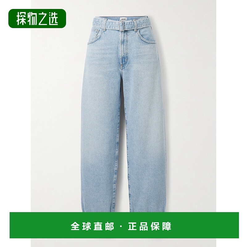 1h可退 香港直邮AGOLDE 女士 翻边锥形束带中腰直筒牛仔裤 A27018