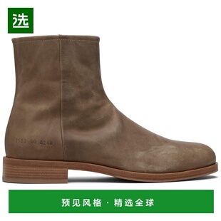 1h可退 香港直邮Common Projects 男士 灰褐色 Waxed Leather Zip