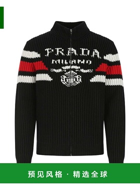 1h可退 香港直邮Prada 普拉达 男士 黑色羊绒针织开衫 UMG123S212