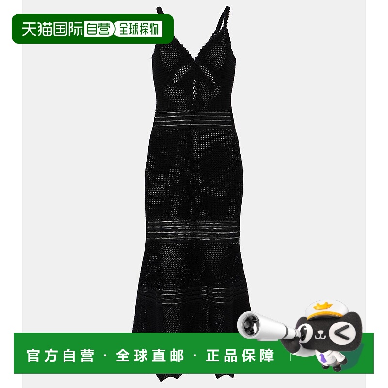 香港直邮Self-Portrait 女士 钩花中长连衣裙 black黑色 舒适时尚