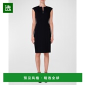 前拉链接缝连衣裙 1h可退 黑色 punto 盖袖 美国直邮 Akris