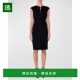 前拉链接缝连衣裙 1h可退 黑色 punto 盖袖 美国直邮 Akris