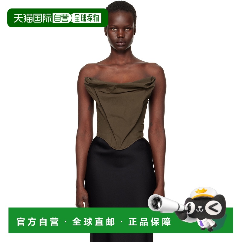 1h可退 香港直邮magda butrym 女士 棕色 Draped Strapless 胸衣