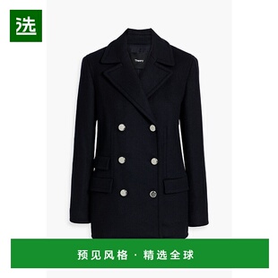 1h可退 香港直邮THEORY 希尔瑞 女士 双排扣羊毛混纺毛毡大衣 O09