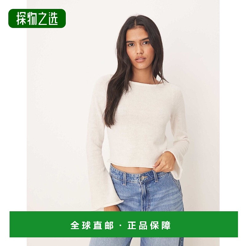 香港直邮ASOS 女士 设计针织宽松一字领上衣(奶油色)