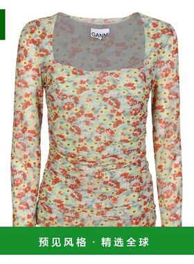 1h可退 香港直邮GANNI 女士T恤 T3323382 AW2022 绿色 PRINTED ME
