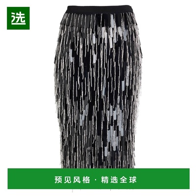 1h可退 香港直邮Elisabetta Franchi 女士 中长半身裙 black黑色