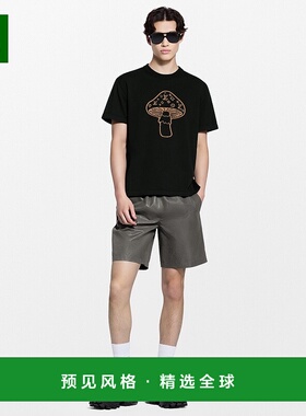 1h可退 欧洲直邮LV路易威登 Intarsia男士黑色棉老花图案短袖T恤