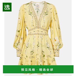 1h可退 香港直邮camilla and marc 女士 crêpe 花朵真丝迷你连衣