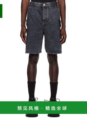 1h可退 香港直邮Balmain 巴尔曼 男士 黑色做旧牛仔短裤 AH1MB010
