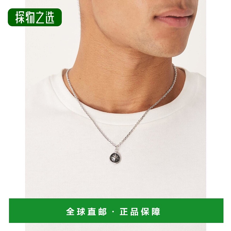 香港直邮ASOS 男士 molten compass 设计防水不锈钢吊坠项链/吊坠