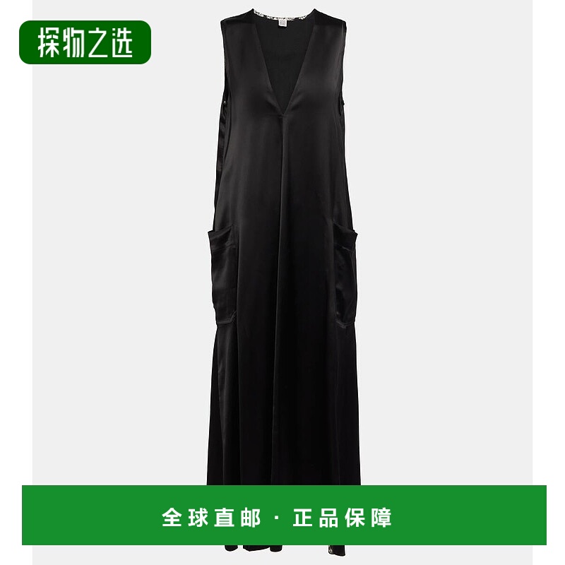 香港直邮toteme 女士 缎面中长连衣裙 black黑色 舒适时尚