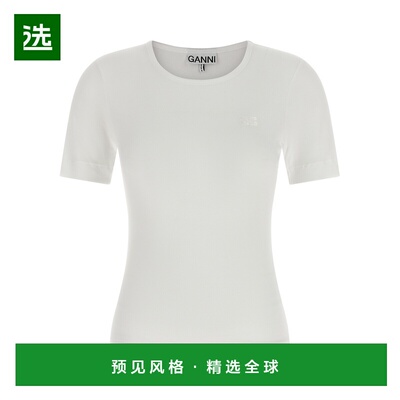香港直邮GANNI 女士T恤 A1050182151 SS2026 白色 Logo embroider