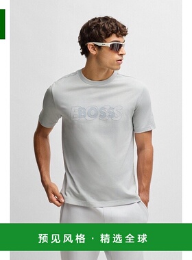 欧洲直邮HUGO BOSS雨果 BOSS GREEN 男士灰色棉质T恤男装上衣