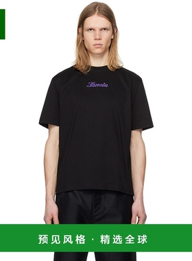 1h可退 香港直邮Lanvin 朗雯 男士 黑色 Bouclette Script Logo T