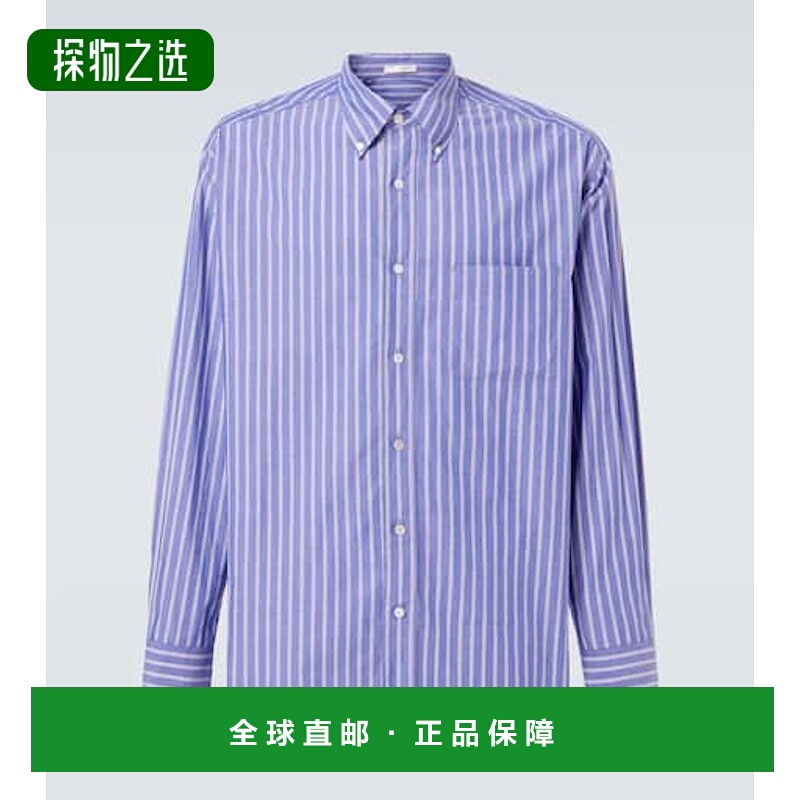 香港直邮The Row 男士 Bresson 条纹棉府绸衬衫 blue蓝色 舒适时