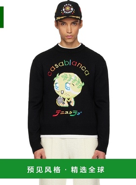 1h可退 香港直邮Casablanca 男士 黑色 Character Intarsia Crew