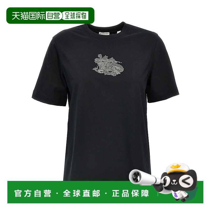 1h可退 香港直邮BURBERRY 女士T恤 8097924COAL AW2024 黑色 Logo