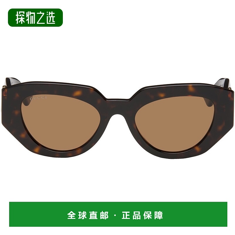 1h可退 香港直邮Gucci 古驰 女士 棕色太阳镜 GG1421S colorful花