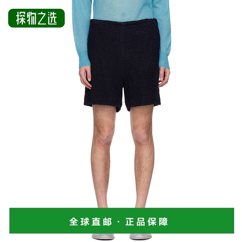 1h可退 香港直邮AURALEE 男士 海军蓝 Homespun 短裤 A24SP02HM