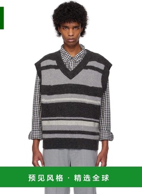 1h可退 香港直邮C2H4 男士 灰色 & 黑色 Hollow Out V-Neck Knit