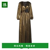 美国直邮 Ungaro 1h可退 Darya 金属丝网深 领泡泡袖 连衣裙