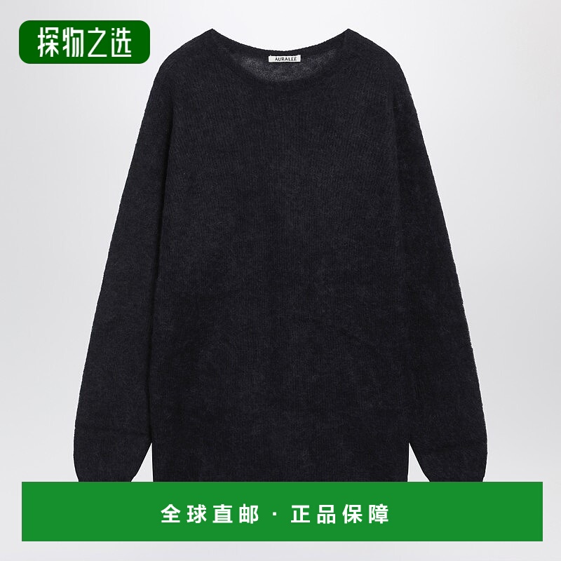 香港直邮AURALEE 男士 海军蓝羊驼毛混纺毛衣 A25AP01AKWONA