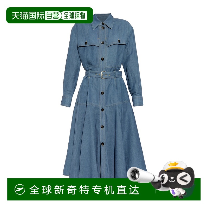 香港直邮Bottega Veneta 翻领长袖连衣裙 808563V4CX0亚麻