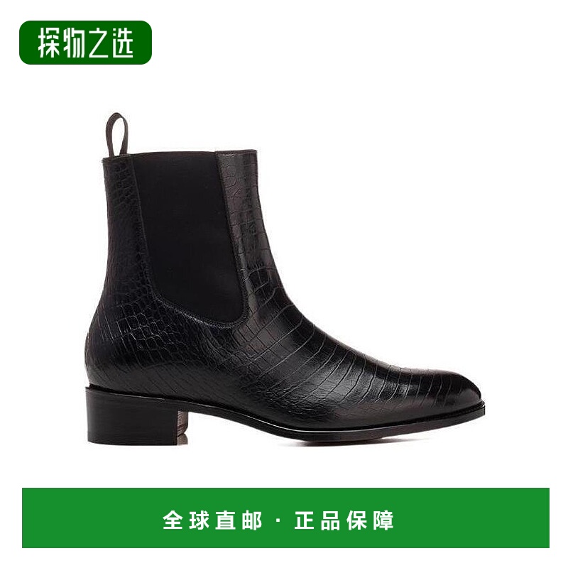 香港直邮Tom Ford 鳄鱼纹松紧拼接短靴 J1331TLCL168真皮