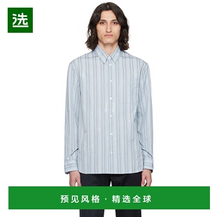 1h可退 香港直邮Versace 范思哲 男士 蓝色 Nautical Stripe 衬衫