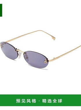 1h可退 欧洲直邮FENDI芬迪 23新款First系列女士蓝色镜片金色椭圆