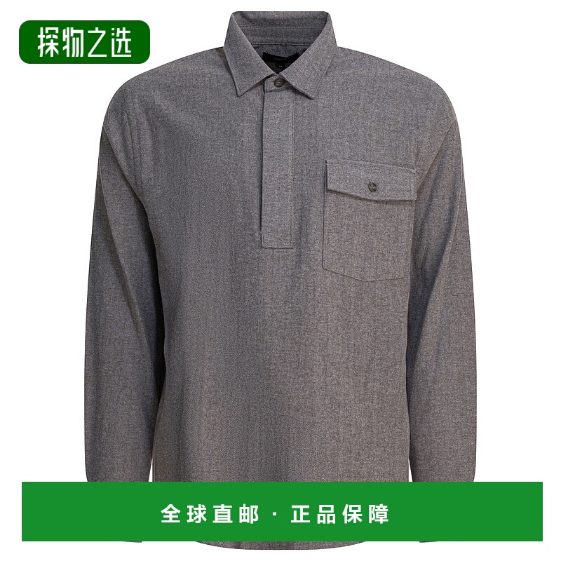 香港直邮VINCE 男士 人字纹衬衫 M11811599099HFG