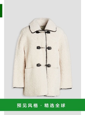 1h可退 香港直邮Maje 女士 皮革边毛羊皮大衣 MFPOU01037ECRU夹克