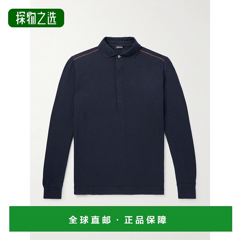 1h可退 香港直邮Zegna 杰尼亚 男士 皮革边棉质凸纹布Polo衫 UD39