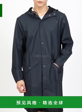 韩国直邮Rains外套男女款海军蓝色长袖连帽潮流时尚纽扣简约复古