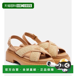 徽标钩编皮质防水台凉鞋 1h可退 女士 普拉达 香港直邮Prada