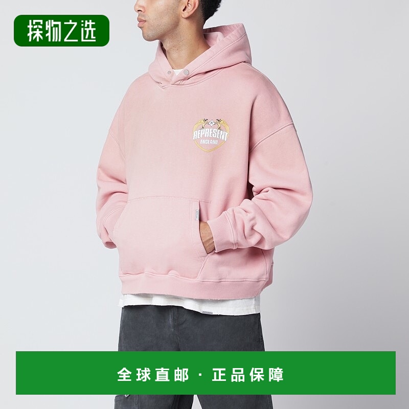 香港直邮Represent 男士 Washed-effect 粉色连帽衫 MLM100368CO2