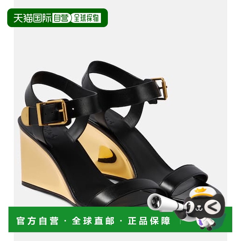 1h可退 香港直邮Chloe 蔻依 女士 Rebecca 皮质凉鞋 black黑色 舒